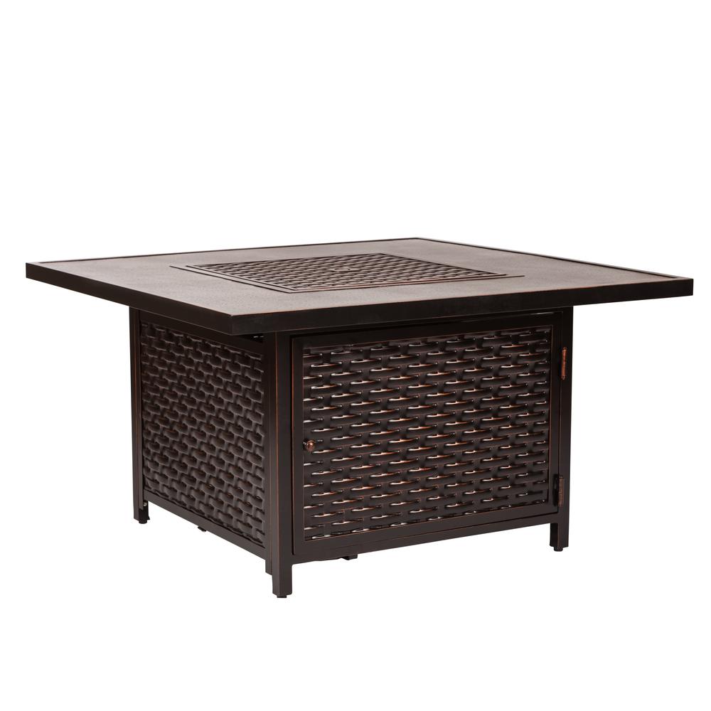 Baker 40" Square Woven Aluminum Convertible Gas Fire Pit Table. Picture 10