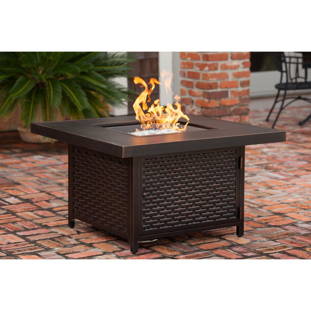 Baker 40" Square Woven Aluminum Convertible Gas Fire Pit Table. Picture 15