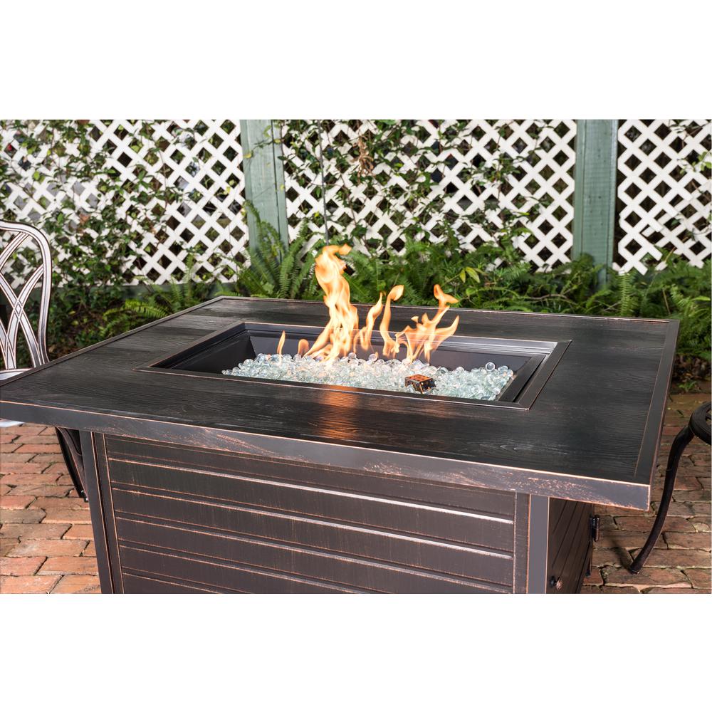 Sawyer Brushed Bronze Rectangle Aluminum LPG Fire Pit. Picture 11
