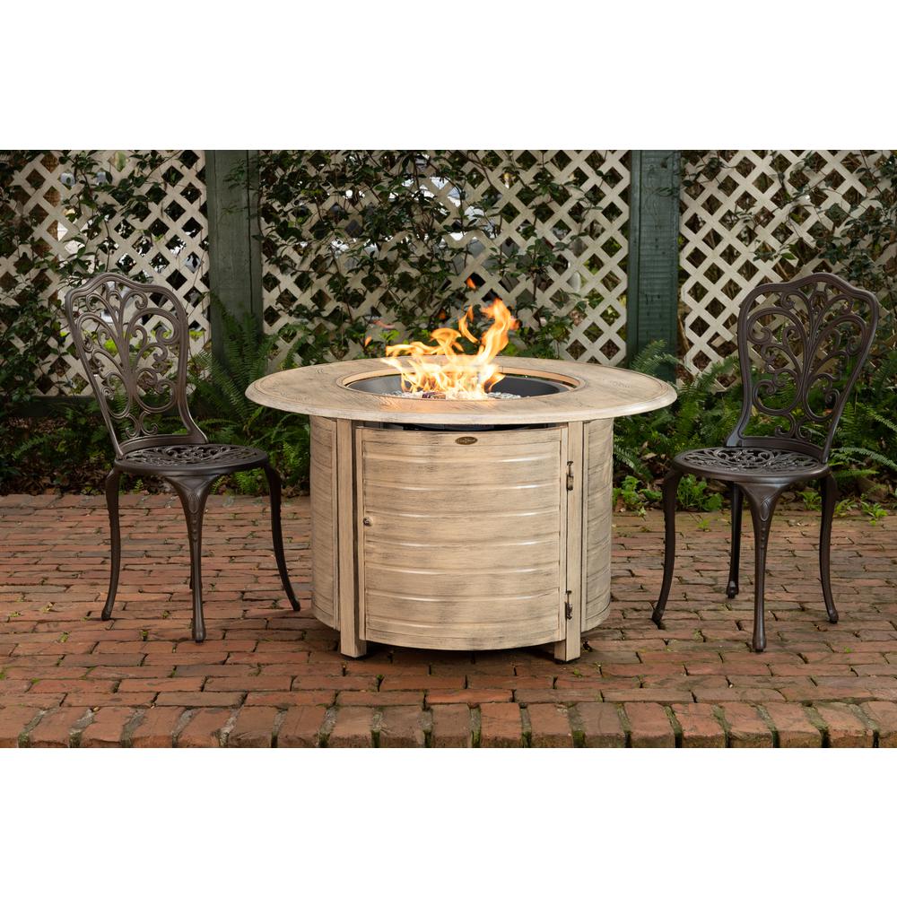 Thatcher Round LPG Fire Pit In Driftwood. Picture 9