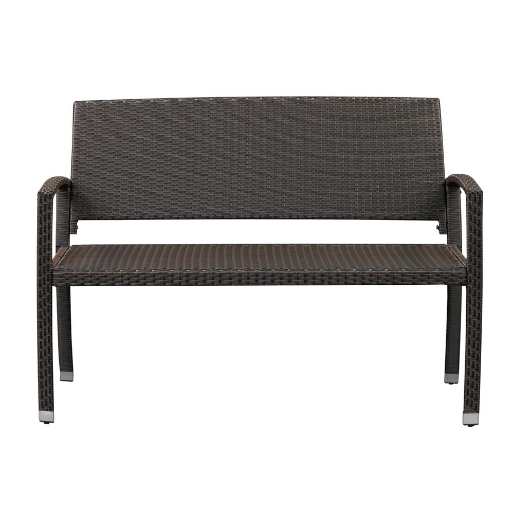 Miles Patio Bench In Mocha Wicker. Picture 4