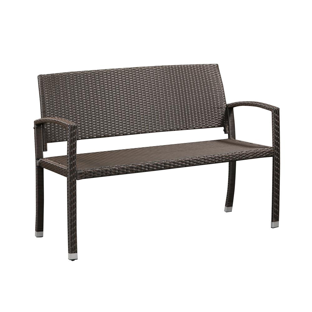 Miles Patio Bench In Mocha Wicker. Picture 7