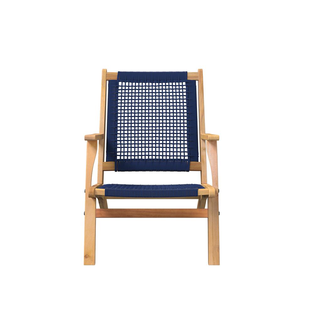 Vega Natural Stain Outdoor Chair in Navy Blue Cording. Picture 8