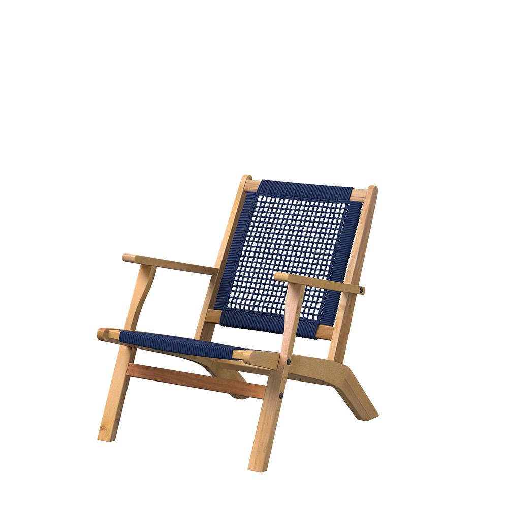 Vega Natural Stain Outdoor Chair in Navy Blue Cording. Picture 1