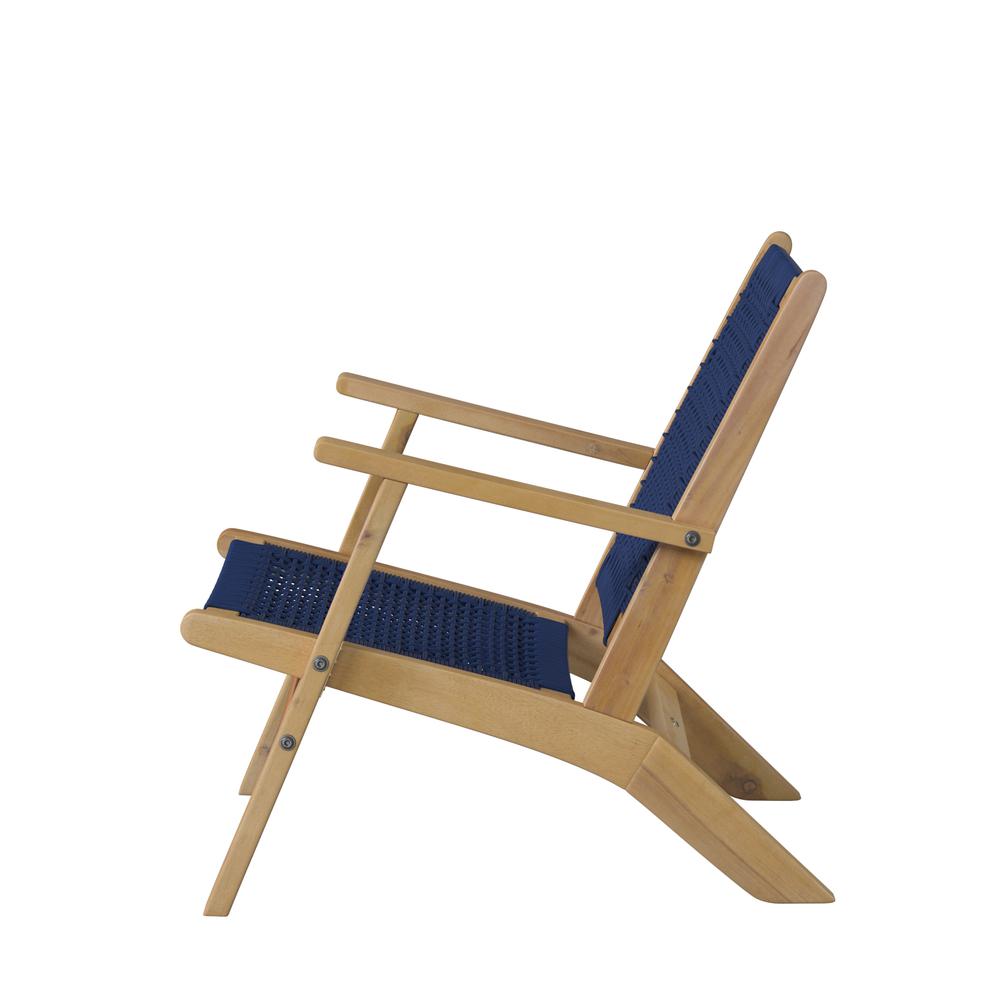 Vega Natural Stain Outdoor Chair in Navy Blue Cording. Picture 3