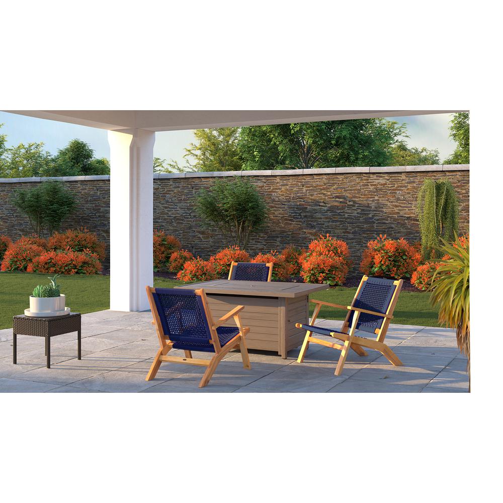 Vega Natural Stain Outdoor Chair in Navy Blue Cording. Picture 11