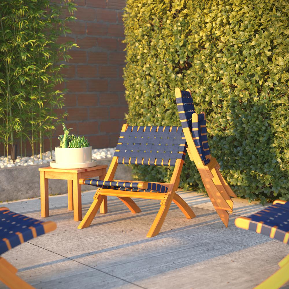 Sava Indoor-Outdoor Folding Chair in Navy Blue Webbing. Picture 9