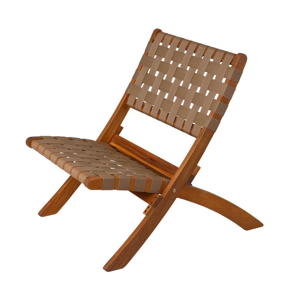 Sava Indoor-Outdoor Folding Chair in Brown Webbing. Picture 1
