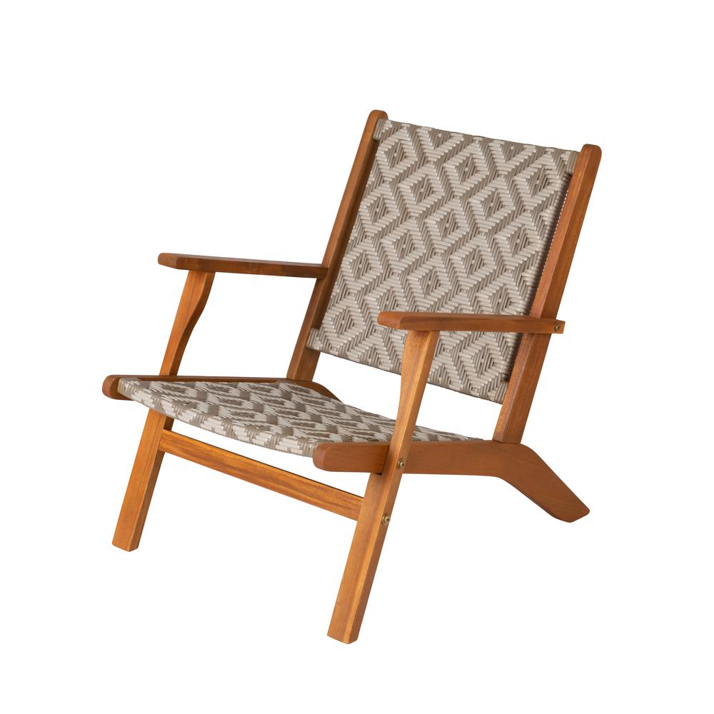 Vega Natural Stain Outdoor Chair in Diamond-Weave Wicker. Picture 1