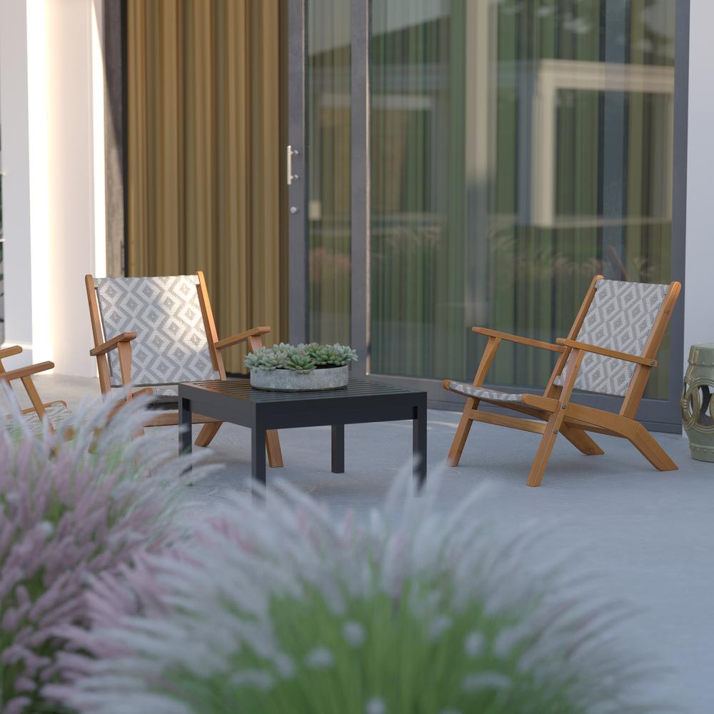 Vega Natural Stain Outdoor Chair in Diamond-Weave Wicker. Picture 3