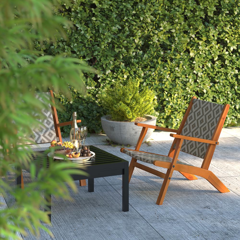 Vega Natural Stain Outdoor Chair in Diamond-Weave Wicker. Picture 4