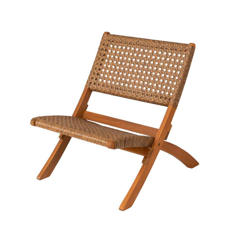 Sava Indoor-Outdoor Folding Chair in Tan Wicker. Picture 3
