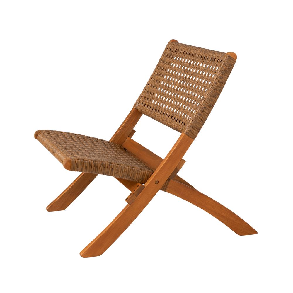 Sava Indoor-Outdoor Folding Chair in Tan Wicker. Picture 4