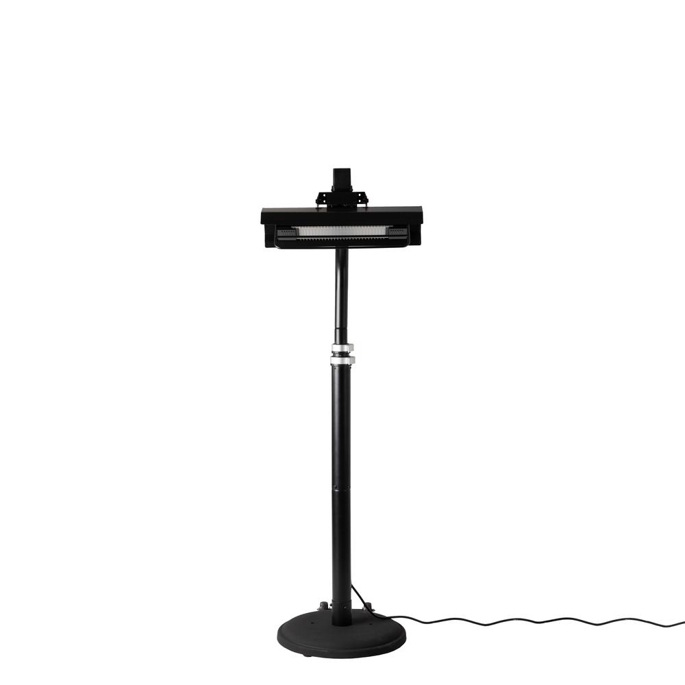 Black Powder Coated Steel Telescoping Offset Pole Mounted Infrared Patio Heater. Picture 7