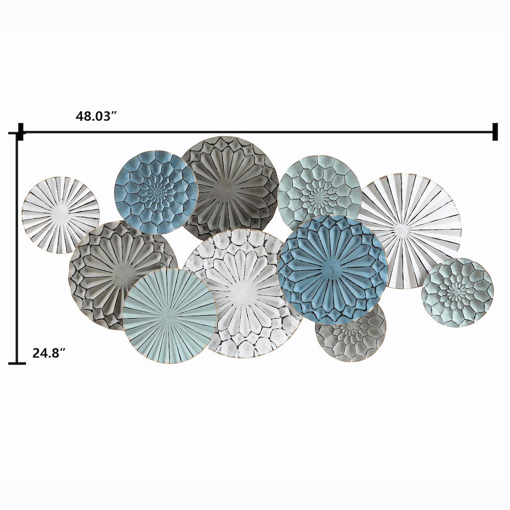 Multi-Color Metal Floral Layered Plates Wall Art. Picture 4