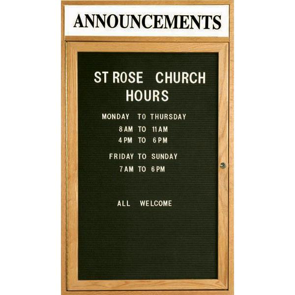 ODC2418H. Enclosed Changeable Letter Board in Black Felt. Picture 1