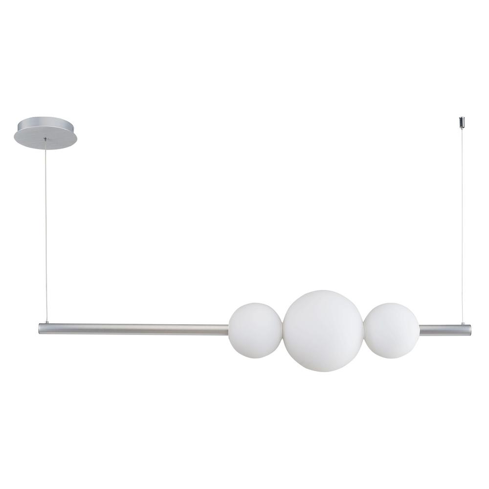 Linear Bar Pendant with Up-Down Illumination with 3 Opal Glass Orb's. Picture 1
