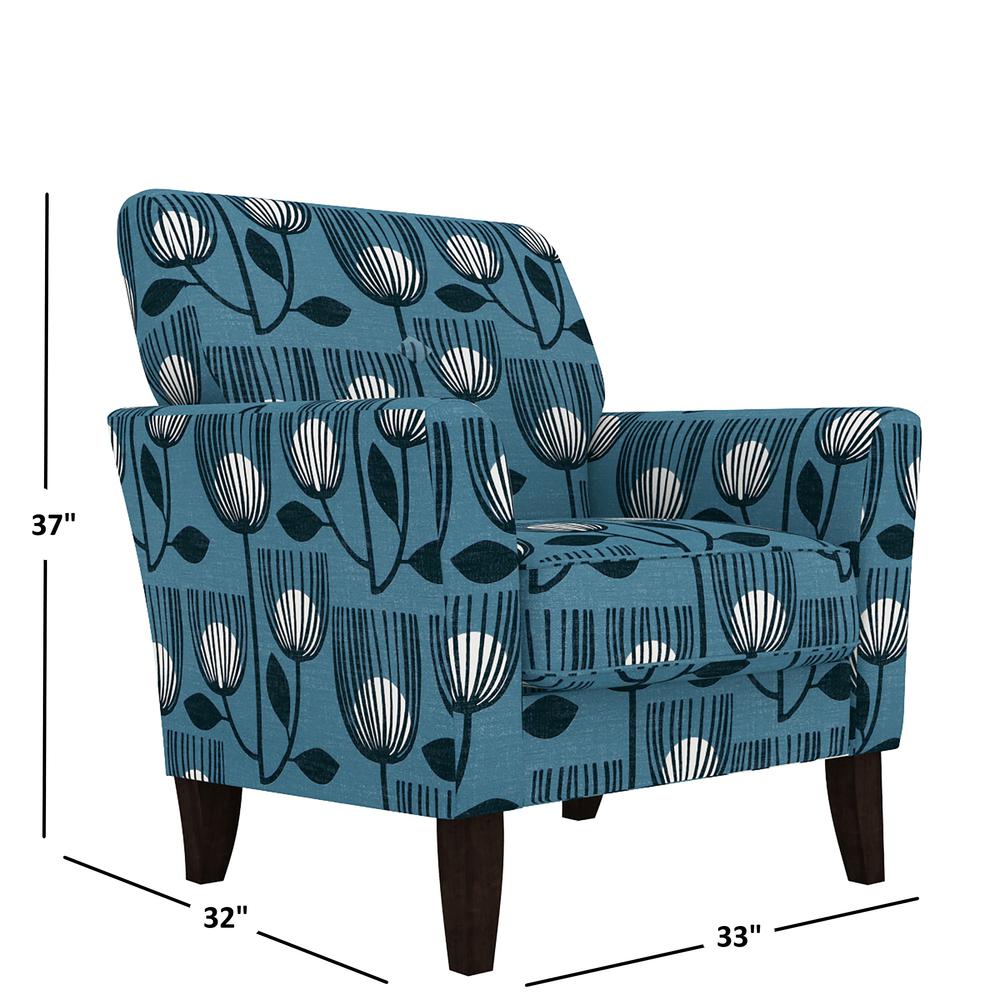 Transitional Flared Armchair in Blue Modern Tulip Print. Picture 10