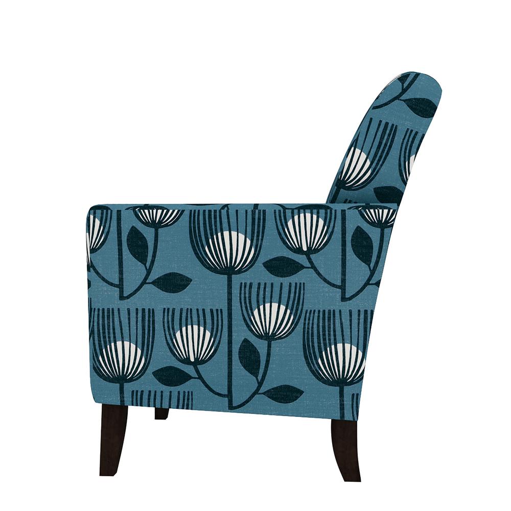 Transitional Flared Armchair in Blue Modern Tulip Print. Picture 4