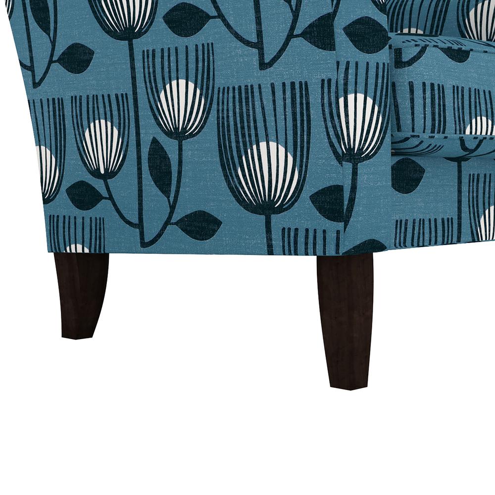 Transitional Flared Armchair in Blue Modern Tulip Print. Picture 6