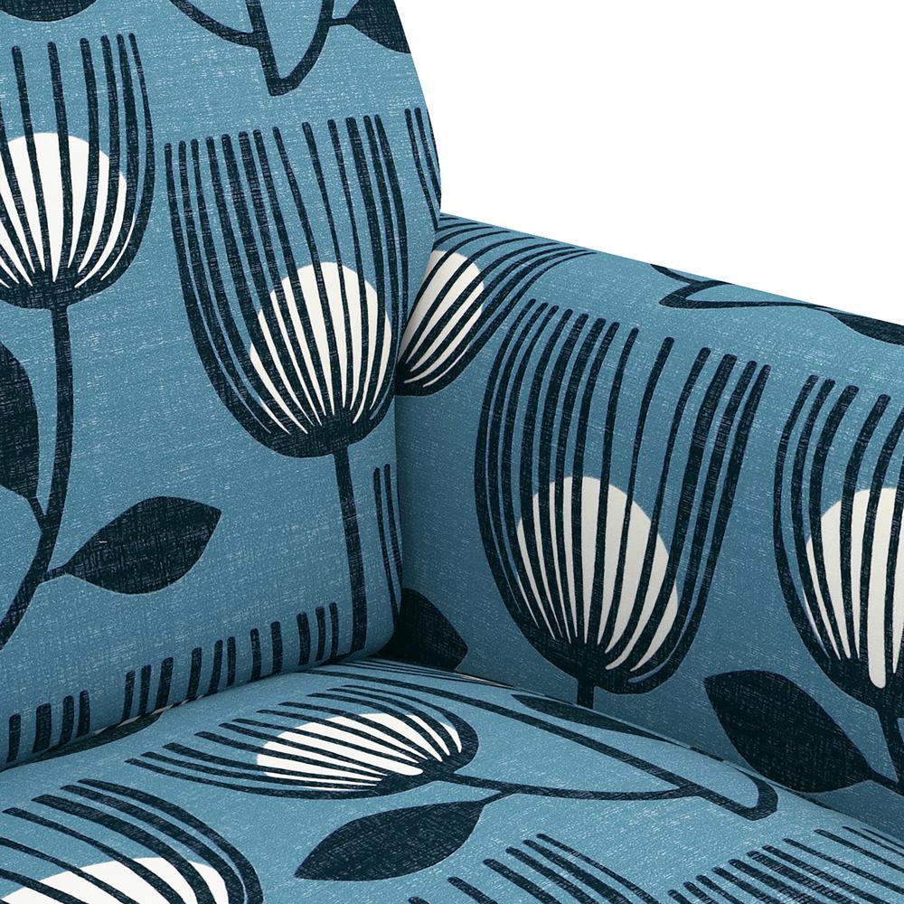 Transitional Flared Armchair in Blue Modern Tulip Print. Picture 7