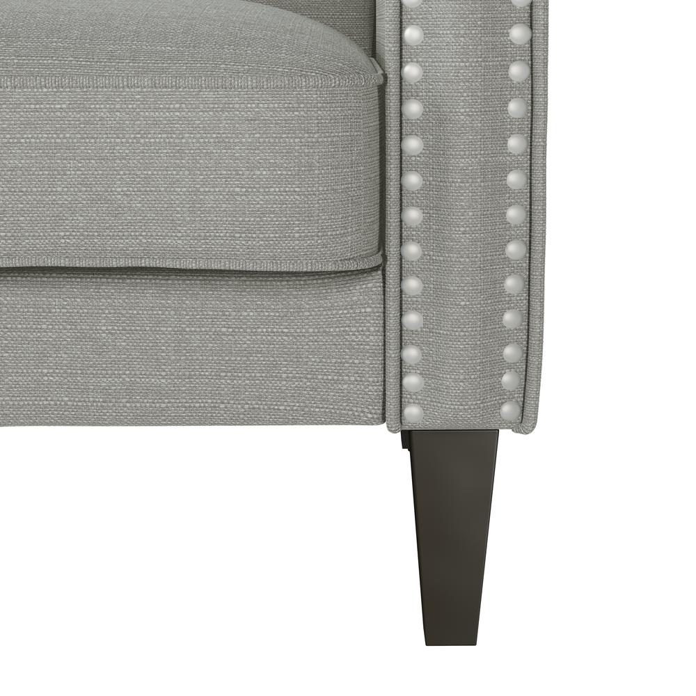 Traditional Armchair with Nailheads in Dove Grey Linen. Picture 4