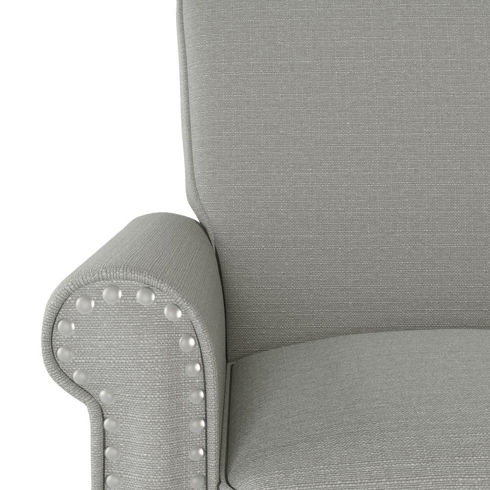 Traditional Armchair with Nailheads in Dove Grey Linen. Picture 5