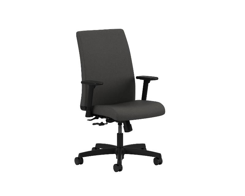 Ignition Low-Back Task Chair | Center-Tilt | Adjustable Arms | Iron Ore Fabric. Picture 1