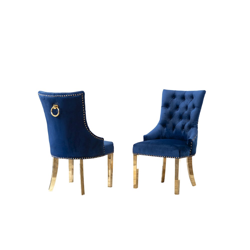 Tufted Velvet Upholstered Side Chairs, 4 Colors to Choose (Set of 2) - Navy 659. Picture 1