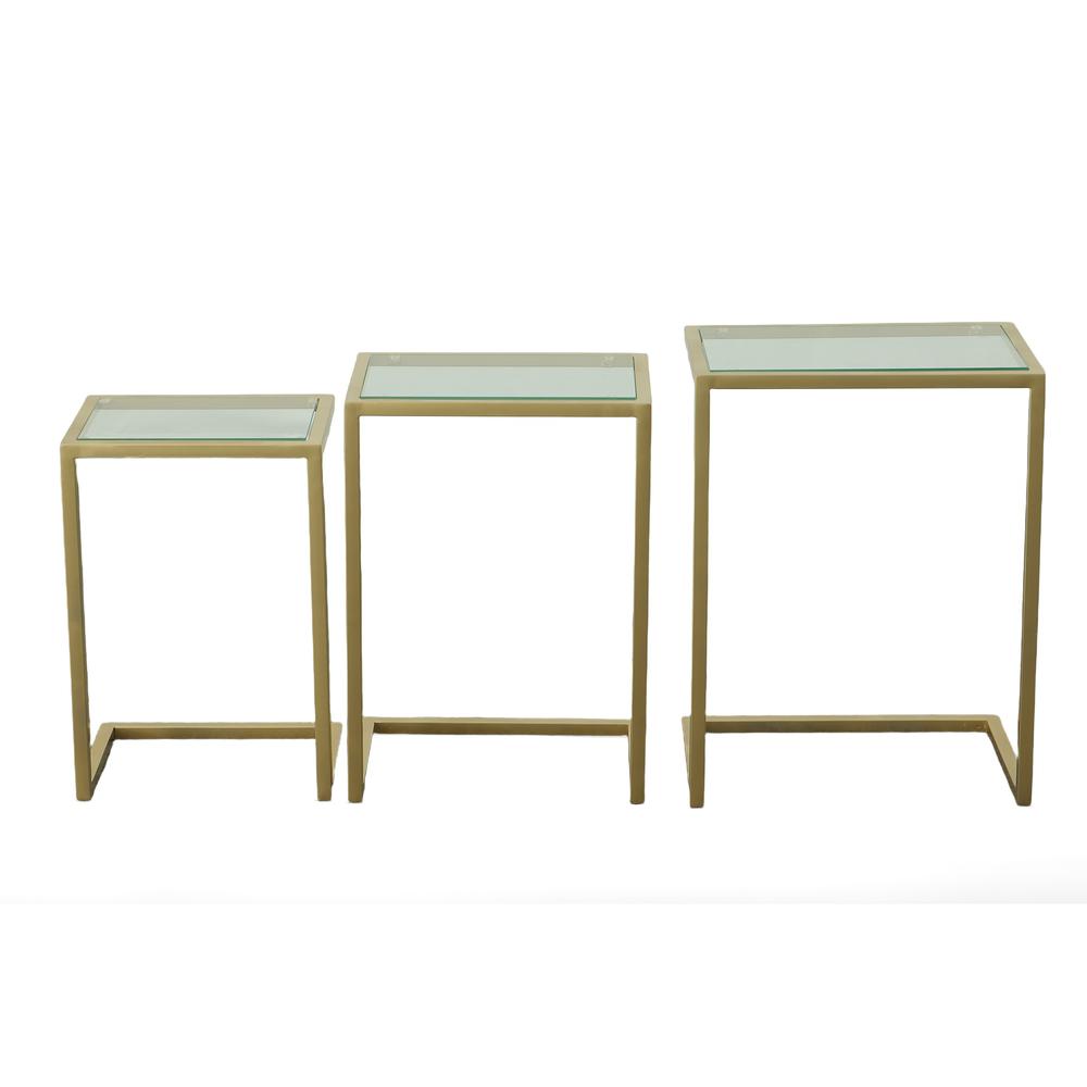 Addison Nesting Table Set - Glass Top - Gold Base. Picture 3