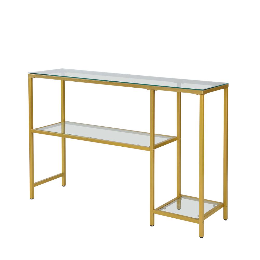 Rayna Console Table with Shelves - Gold. Picture 2