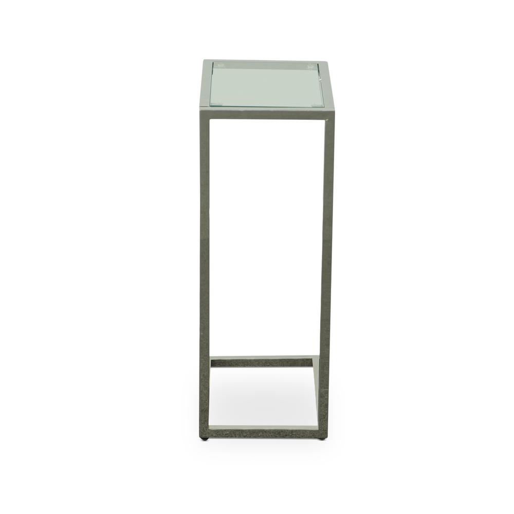 Aggie C-Form Accent Table - Glass Top - Chrome. Picture 4