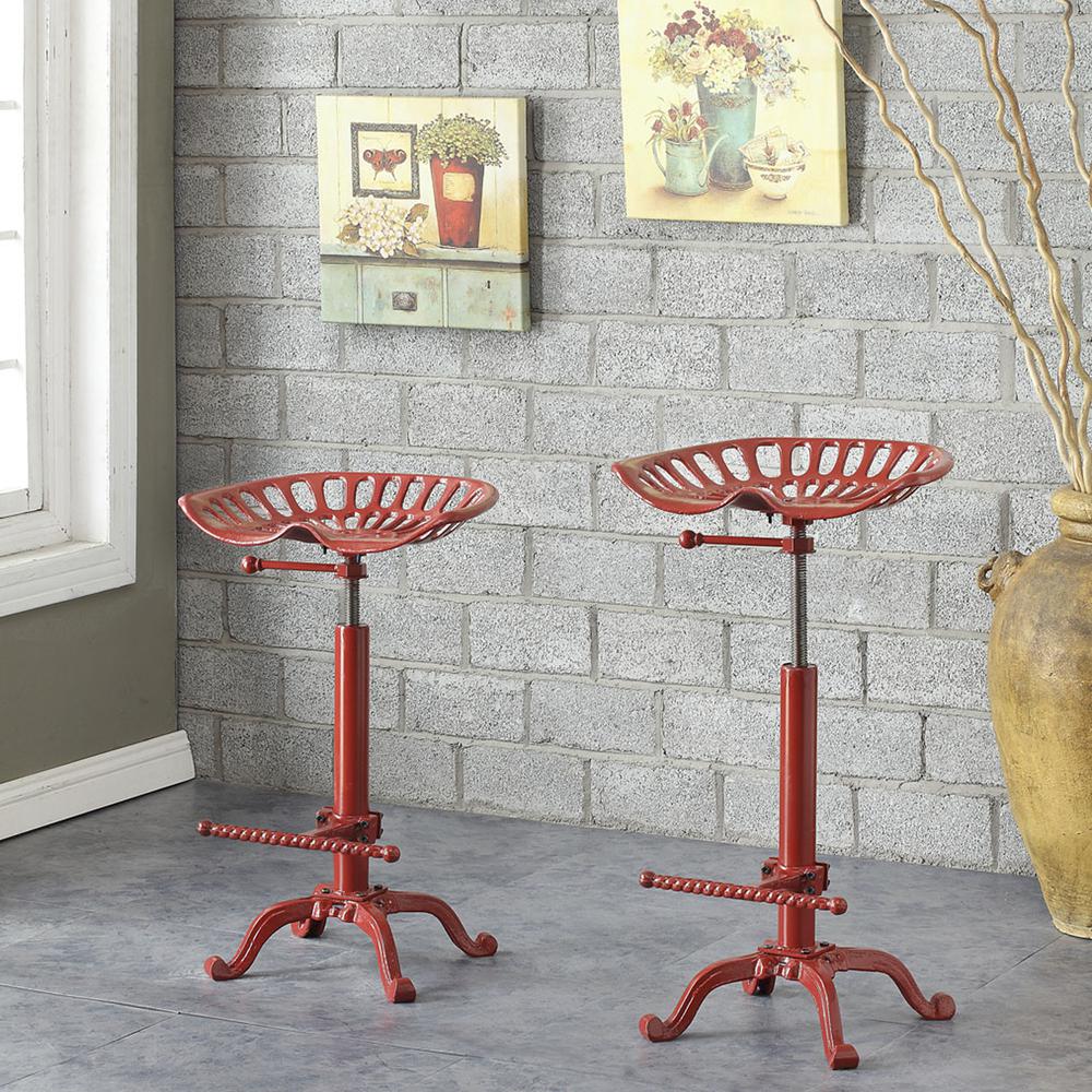 Adjustable Tractor Seat Barstool - Red. Picture 8
