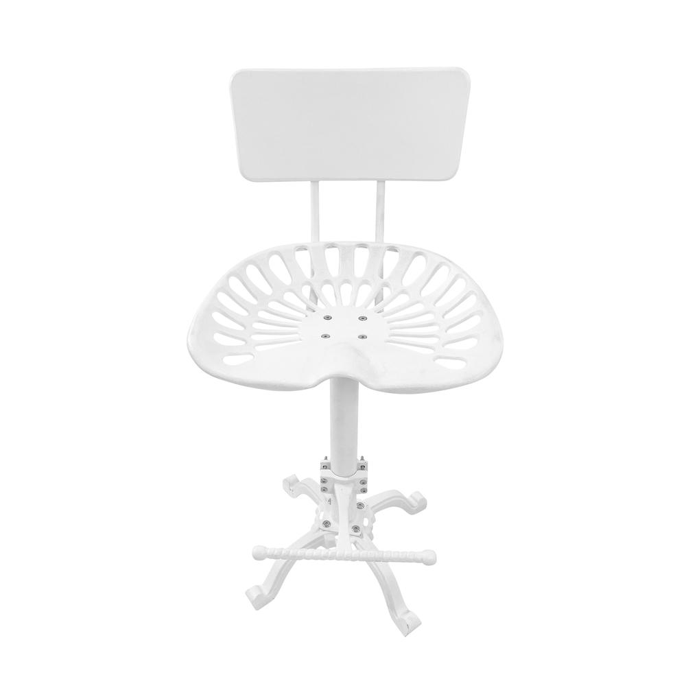 August Tractor Seat Barstool with Back - White. Picture 1