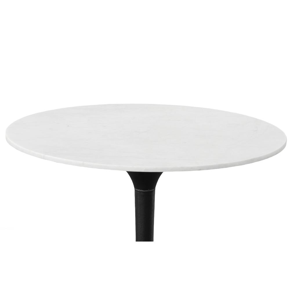 Enzo 30" Round Marble Top Dining Table - White Top - Black Base. Picture 2