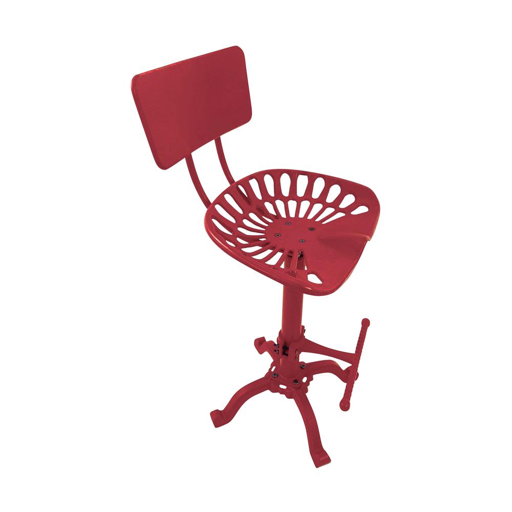 August Tractor Seat Barstool with Back - Red. Picture 1