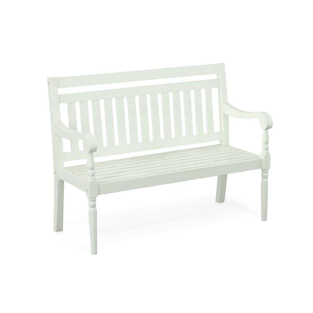 Belmont Outdoor Wooden Bench - White. Picture 1