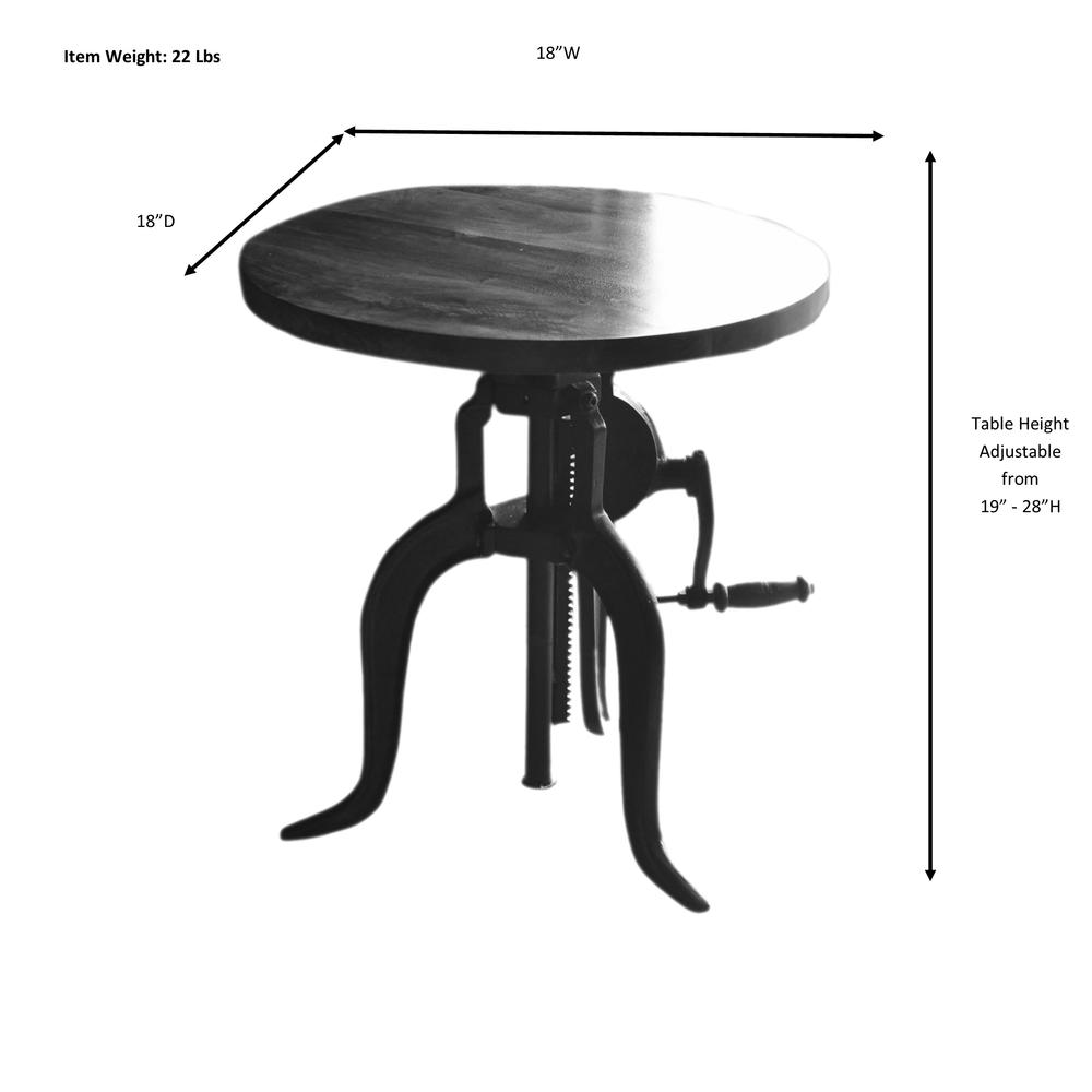 Regan Adjustable Accent Table - Chestnut Top - Black Base. Picture 9
