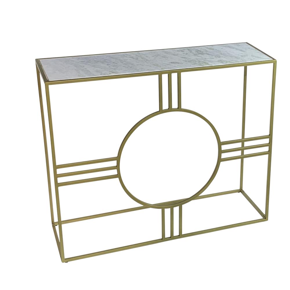 Marshall Console Table - White Marble - Antique Gold. Picture 1