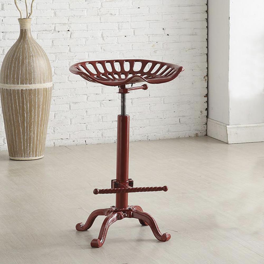 Adjustable Tractor Seat Barstool - Red. Picture 7