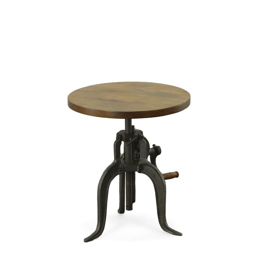Regan Adjustable Accent Table - Harvest Oak Top - Industrial Base. Picture 6