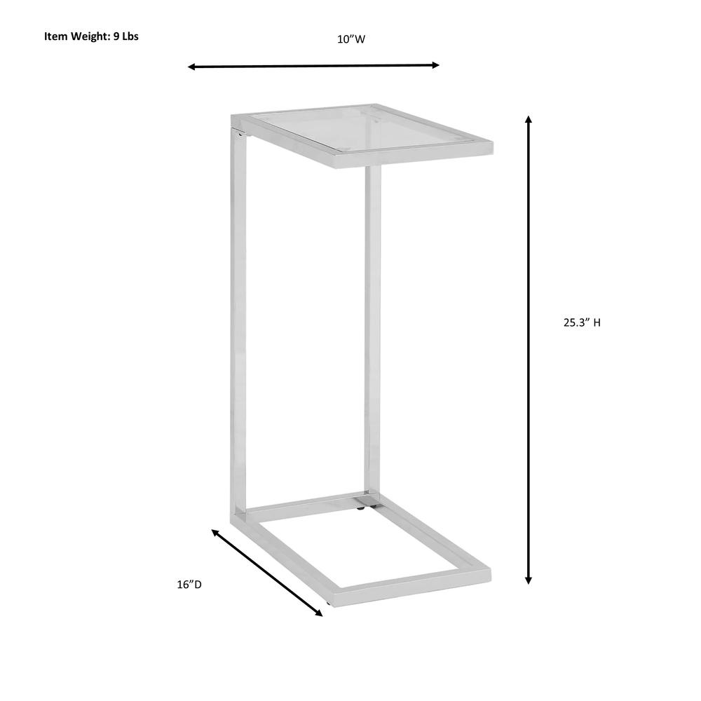 Aggie C-Form Accent Table - Glass Top - Chrome. Picture 6