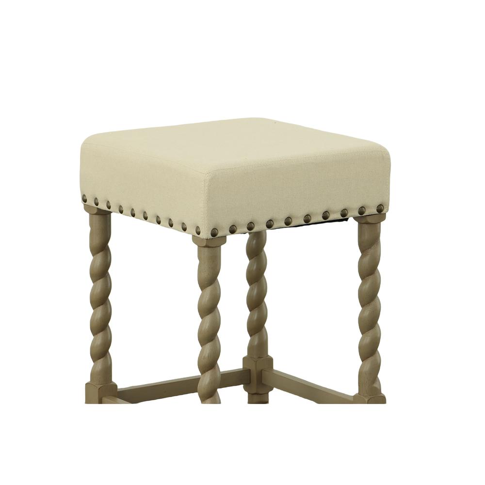 Remick 24" Counter Stool - Weathered Gray - Linen Upholstery. Picture 2