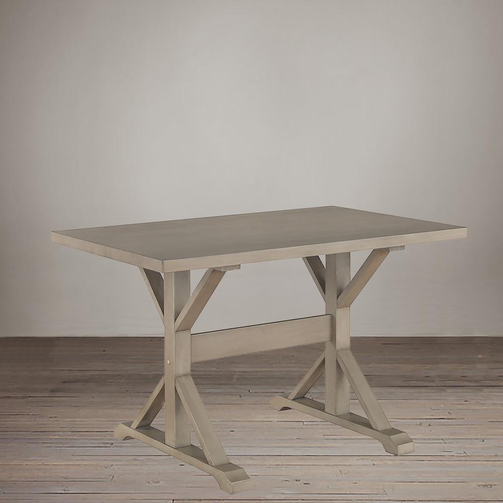 Florence Trestle Table - Weathered Gray. Picture 5