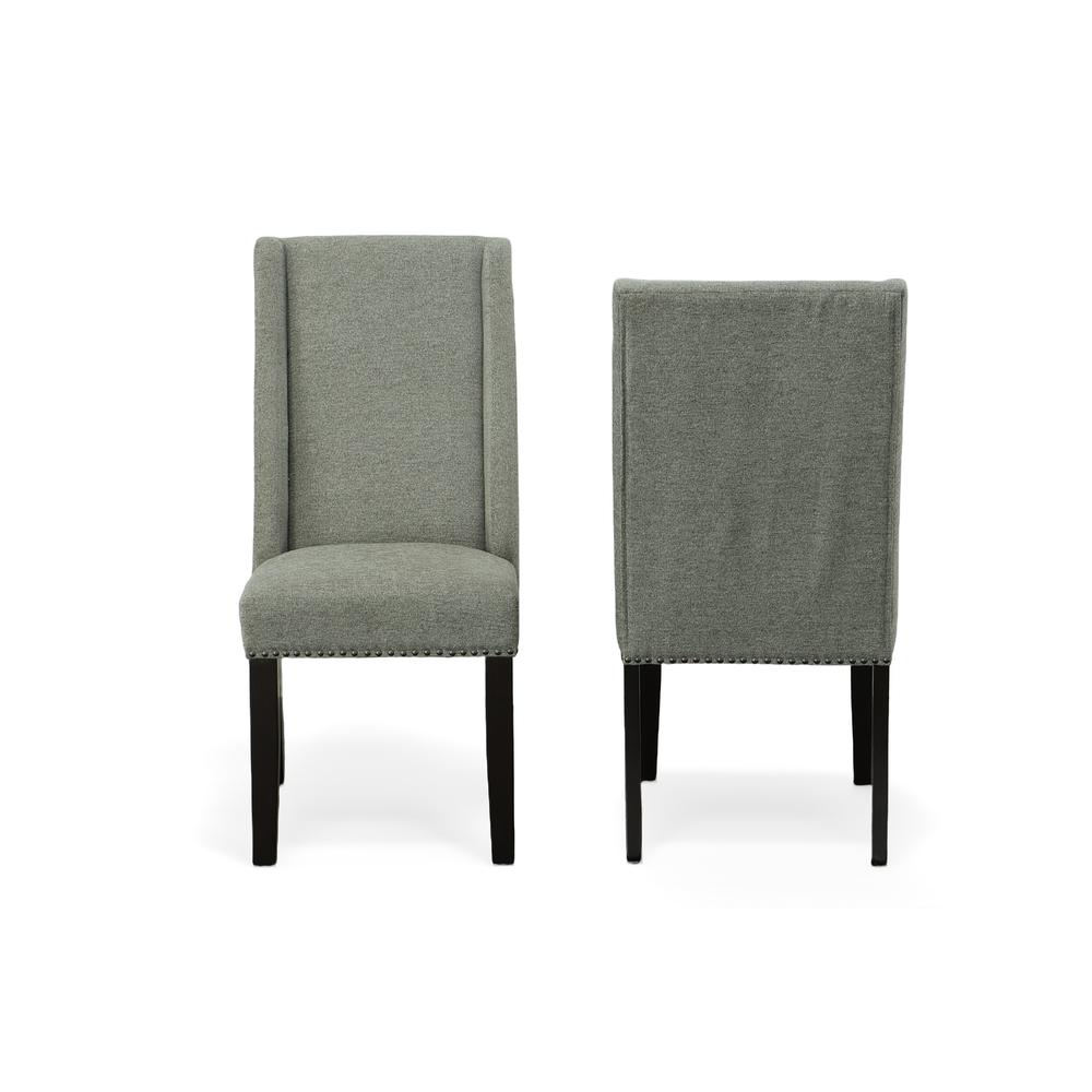 Laurant Upholstered Dining Chair - Set of 2 - Espresso - Charcoal Upholstery. Picture 4