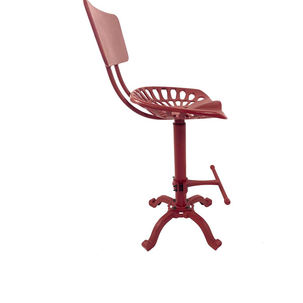 August Tractor Seat Barstool with Back - Red. Picture 3