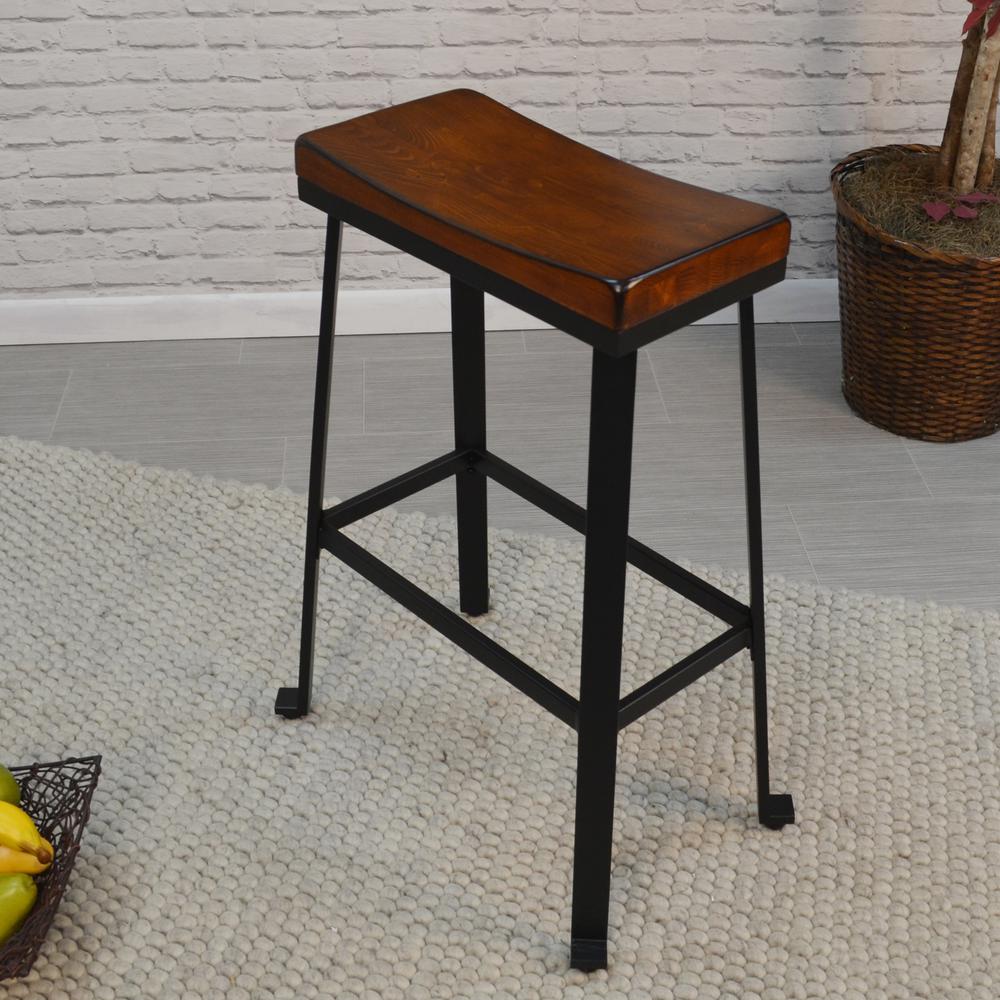 Thea 30" Saddle Seat Barstool - Chestnut/Black. Picture 7