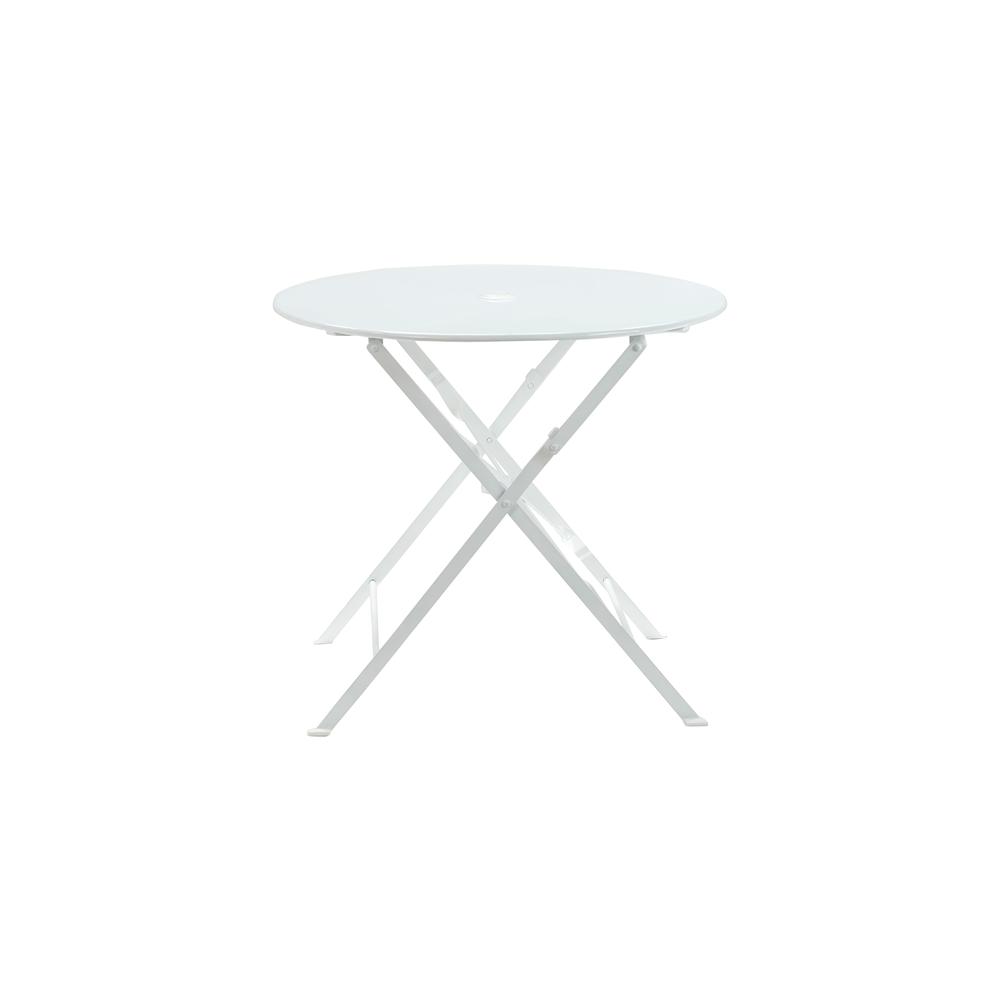 Bistro 30" Round Folding Outdoor Table - Umbrella Hole - White. Picture 2