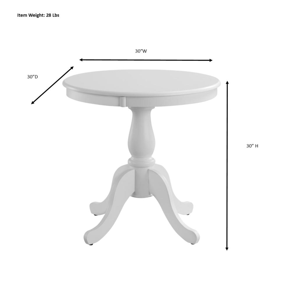 Fairview 30" Round Pedestal Dining Table - White. Picture 5