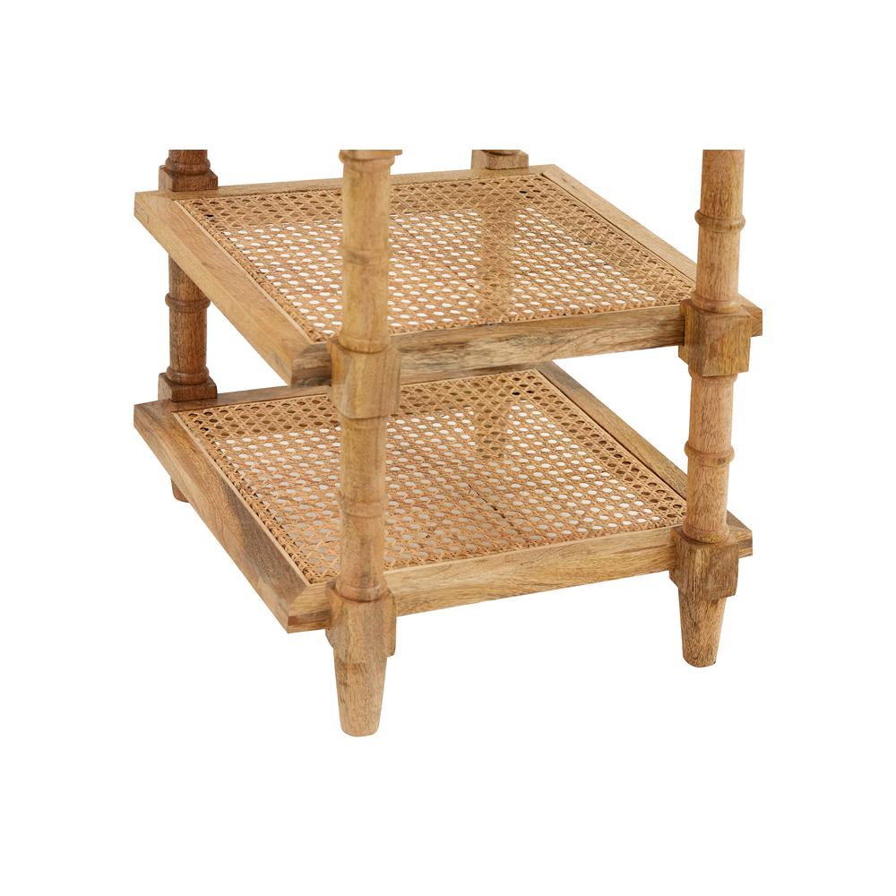 Chesterfield Wood & Cane 3 Shelf Side Table - Natural. Picture 3